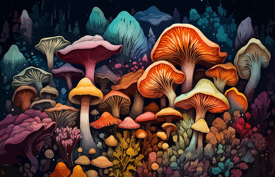 Fototapet Grup de ciuperci într-o pădure - imagine 4