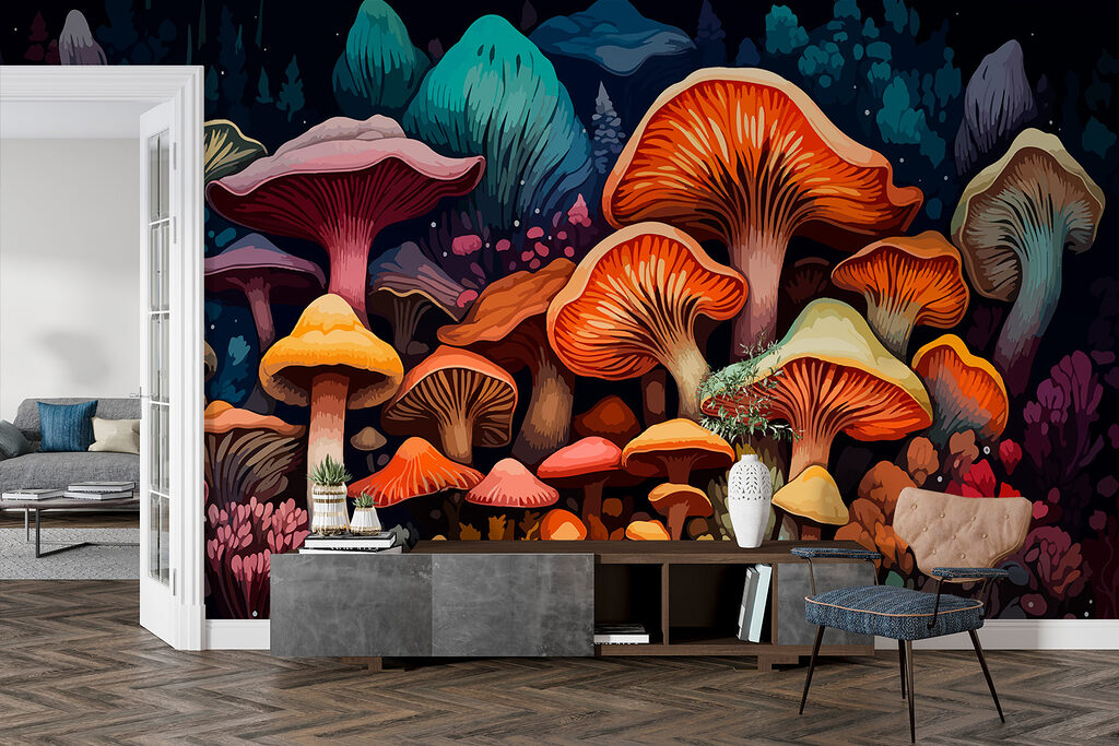 Group of mushrooms in a forest