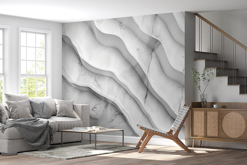White marble surface with wavy lines White marble surface with wavy lines