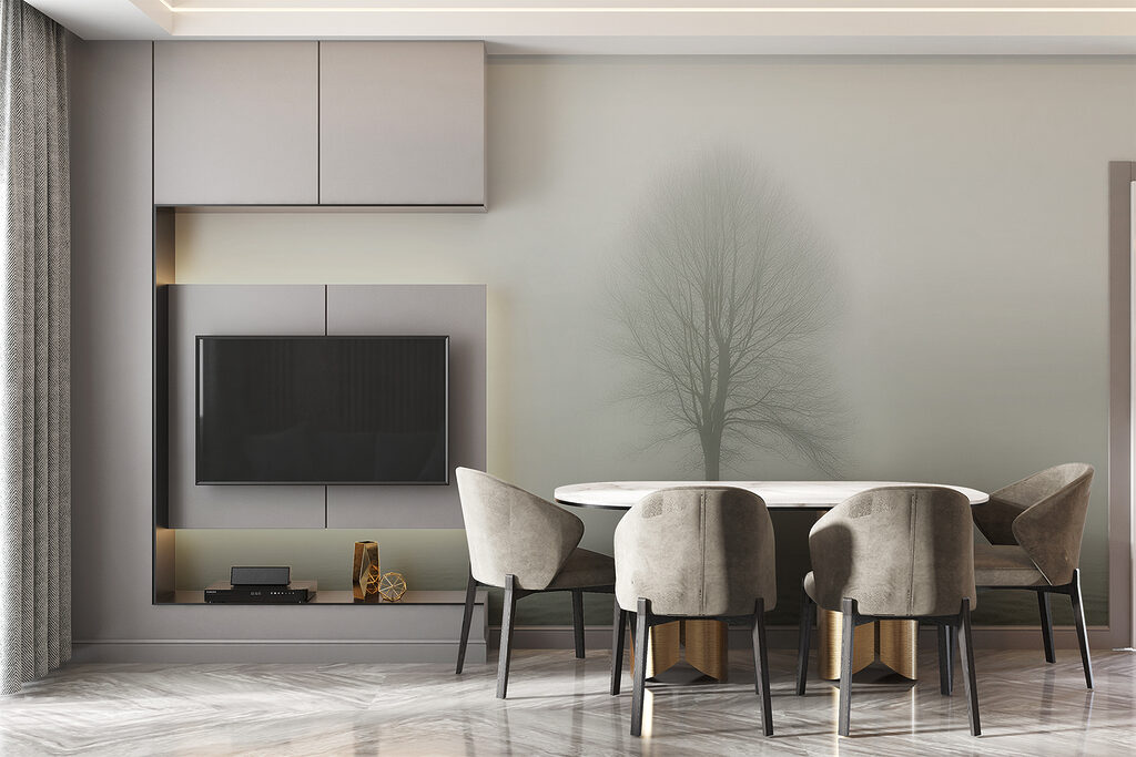 Tree in a foggy field Tree in a foggy field