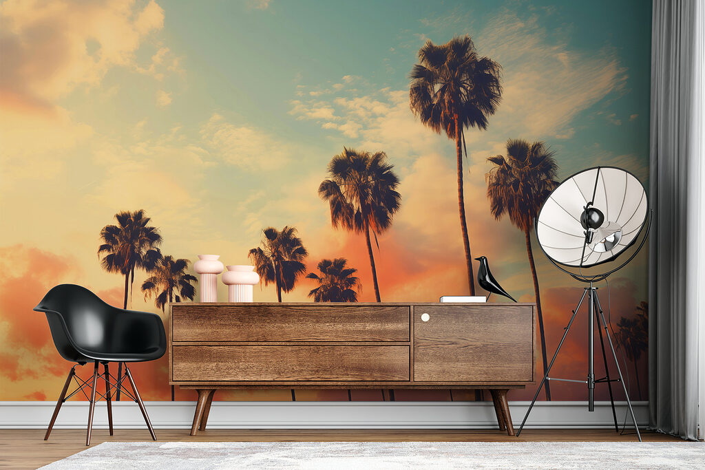 Group of palm trees against a sunset