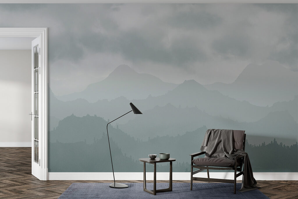 Foggy mountain range