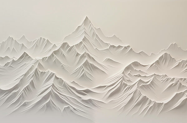 White mountain range with snow