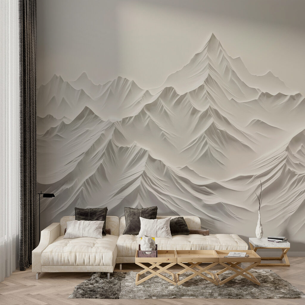 White mountain range with snow