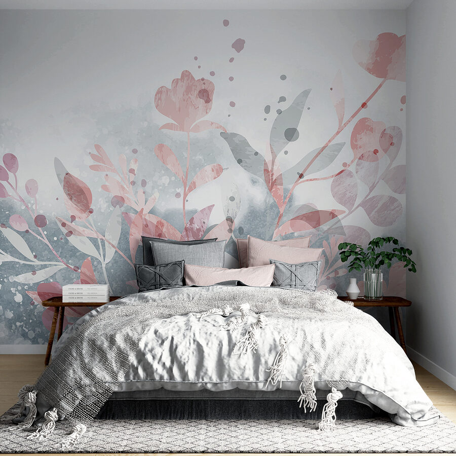 Design floral roz și gri