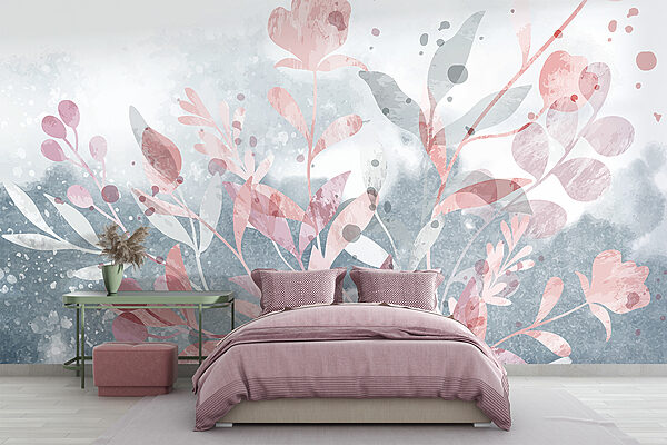 Design floral roz și gri Design floral roz și gri