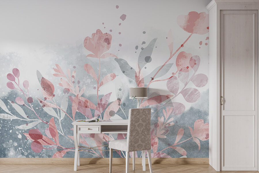 Design floral roz și gri