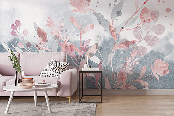 Design floral roz și gri Design floral roz și gri