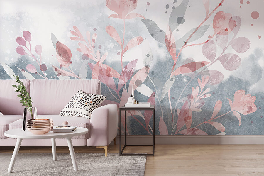 Design floral roz și gri