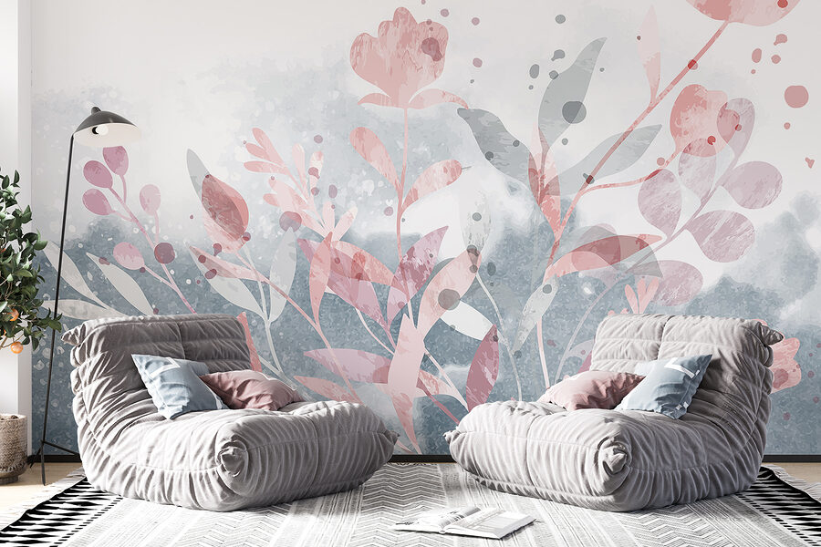 Design floral roz și gri