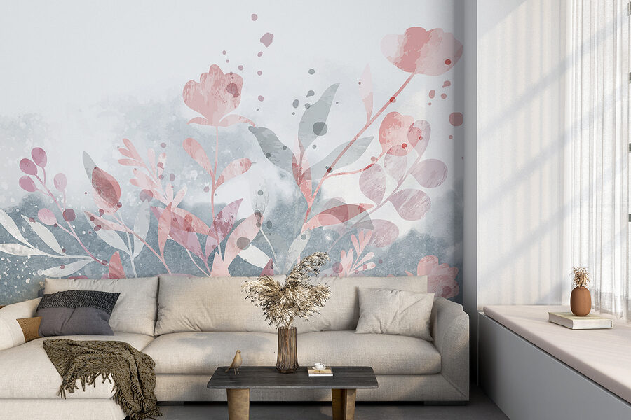 Design floral roz și gri