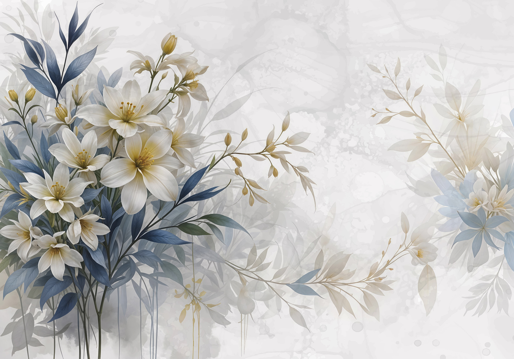 Painting of flowers and leaves Painting of flowers and leaves