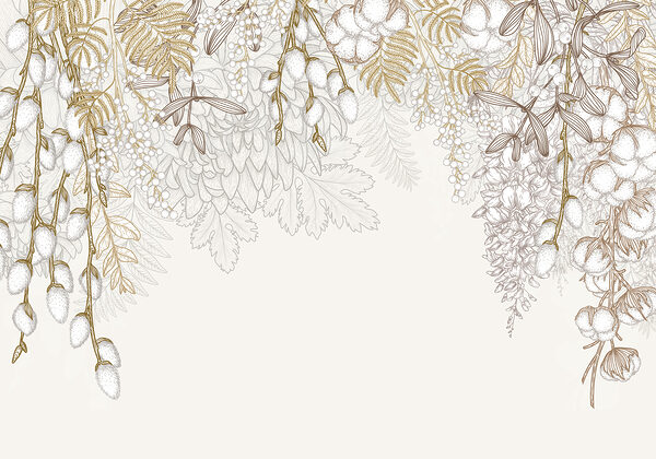 Design floral alb și maro Design floral alb și maro