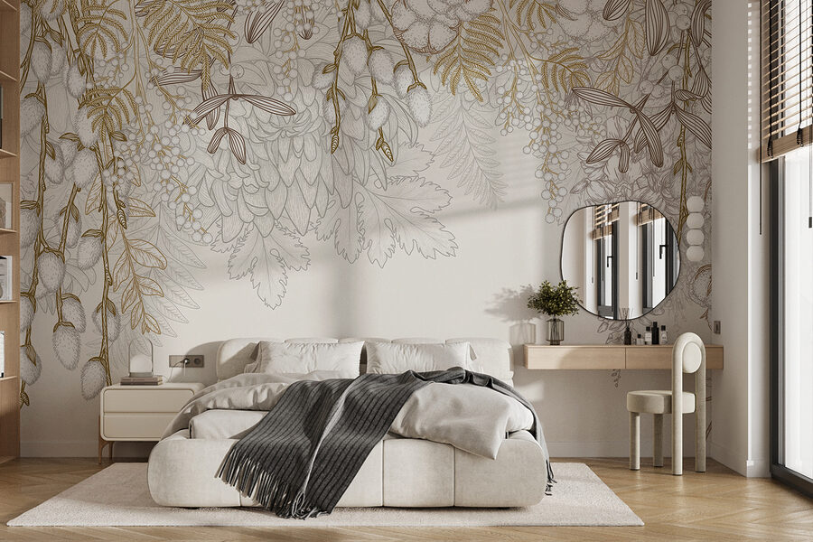 Design floral alb și maro
