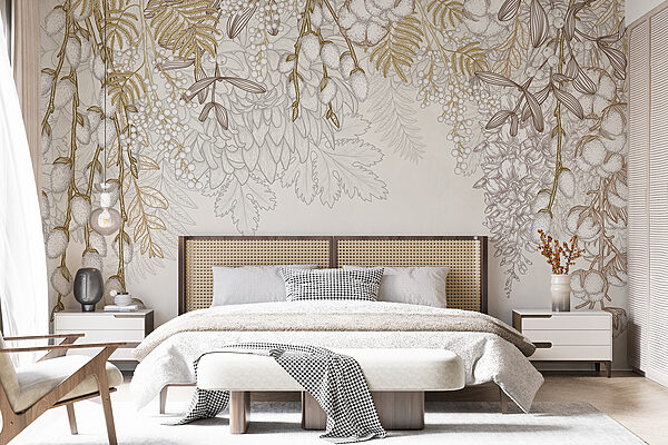 Design floral alb și maro Design floral alb și maro