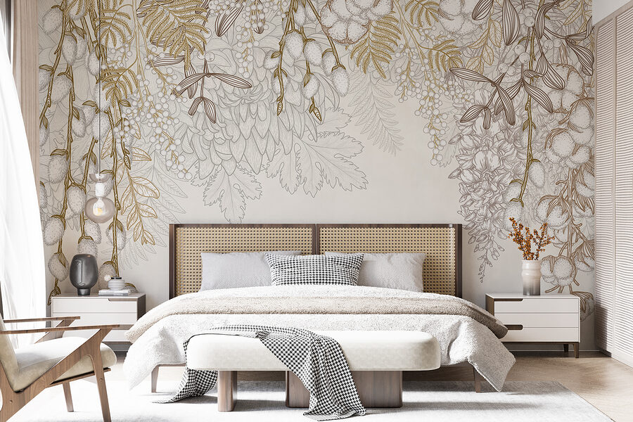 Design floral alb și maro