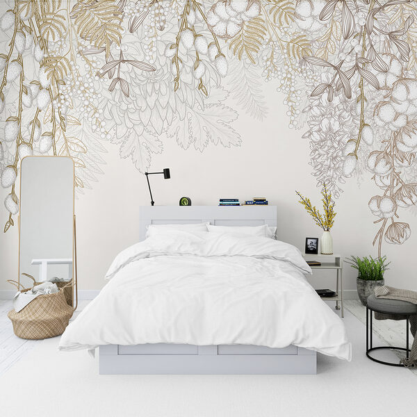 Design floral alb și maro Design floral alb și maro