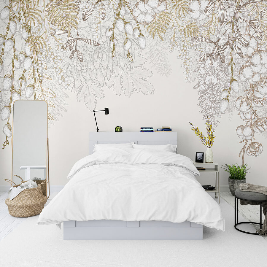 Design floral alb și maro