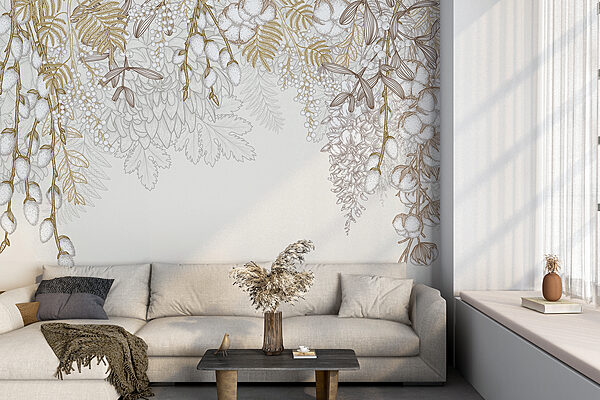 Design floral alb și maro Design floral alb și maro