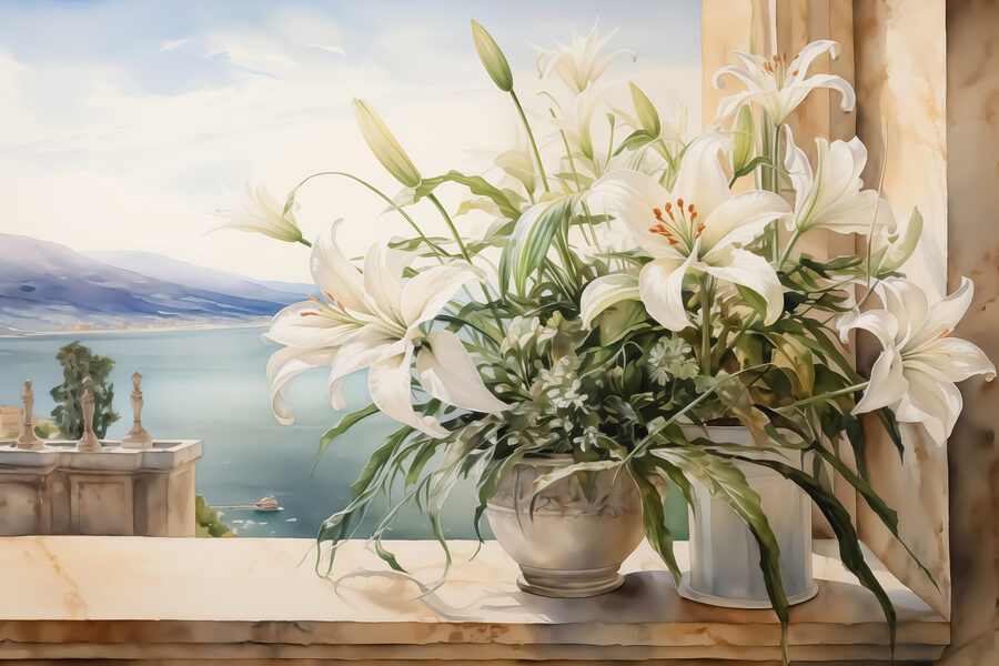 Tablouri Pictura unui ghiveci de flori albe cu flori albe - imagine 9
