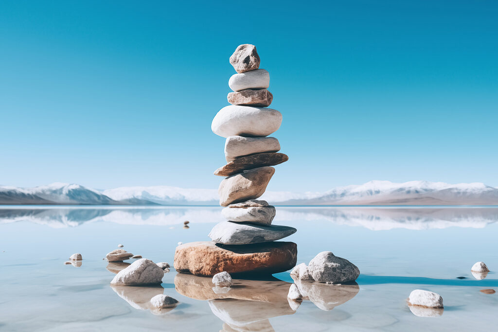 Stack of rocks in water