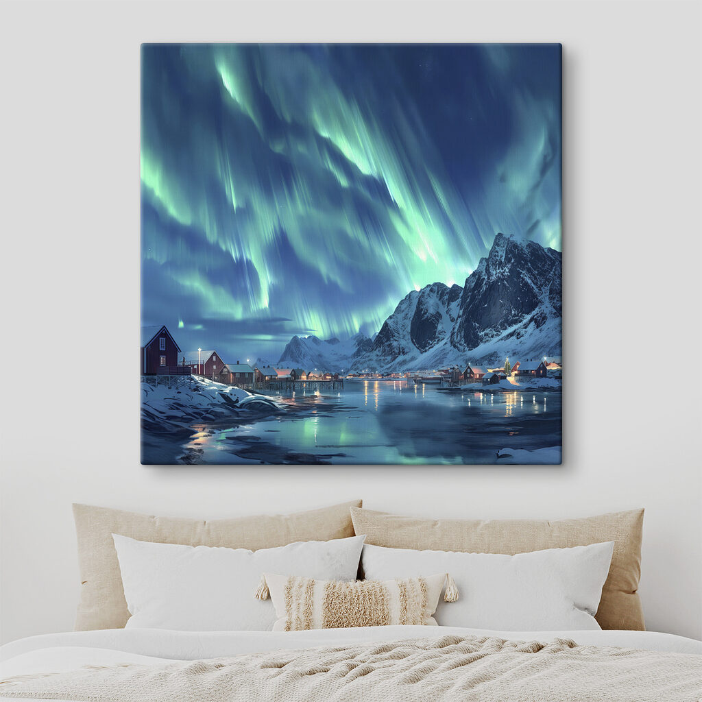Aurora borealis over a snowy mountain Aurora borealis over a snowy mountain