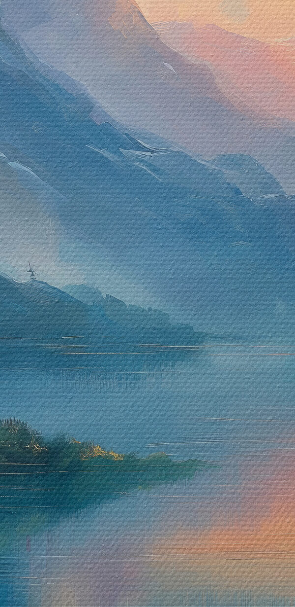 Pictura unui lac cu munți și copaci Pictura unui lac cu munți și copaci