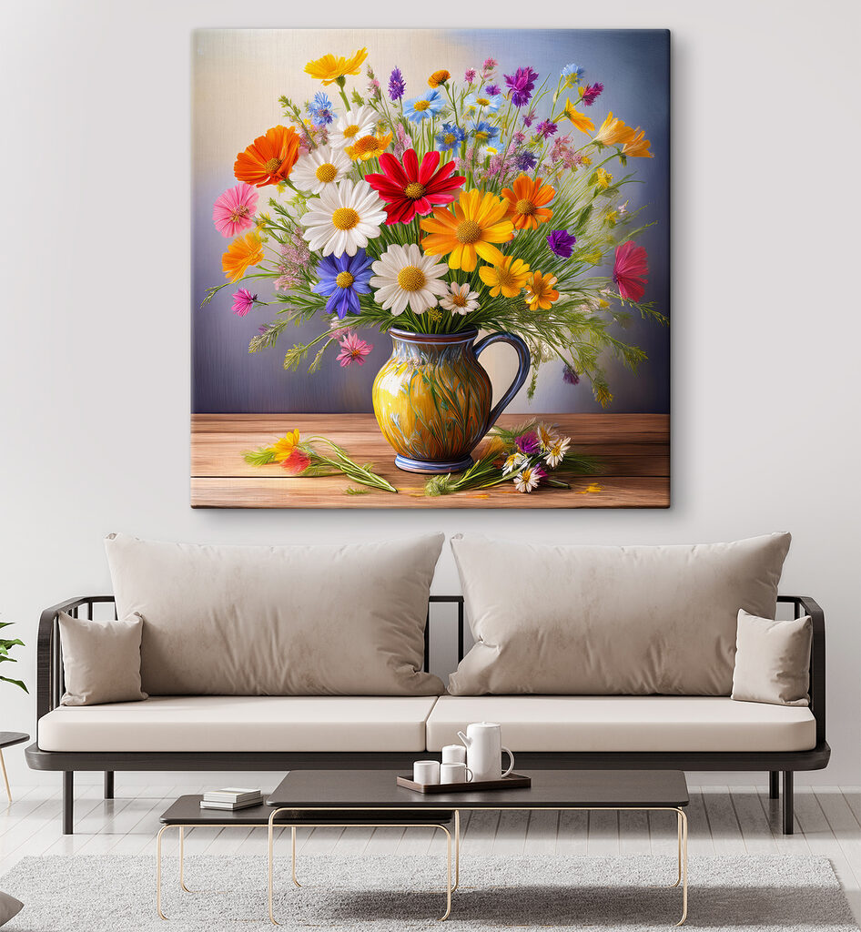 Colorful flowers in a vase
