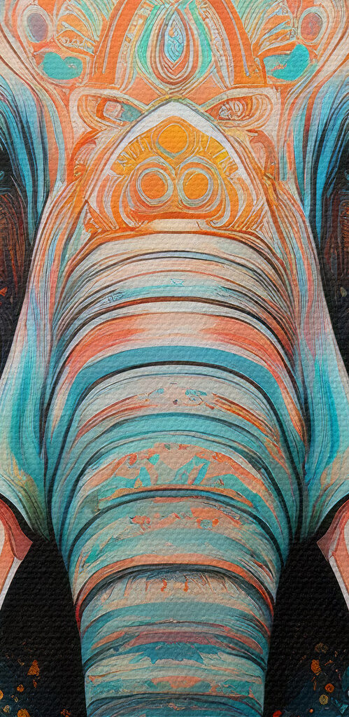 An elephant with colorful paint splatters An elephant with colorful paint splatters