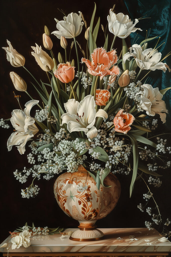 Painting of flowers in a vase
