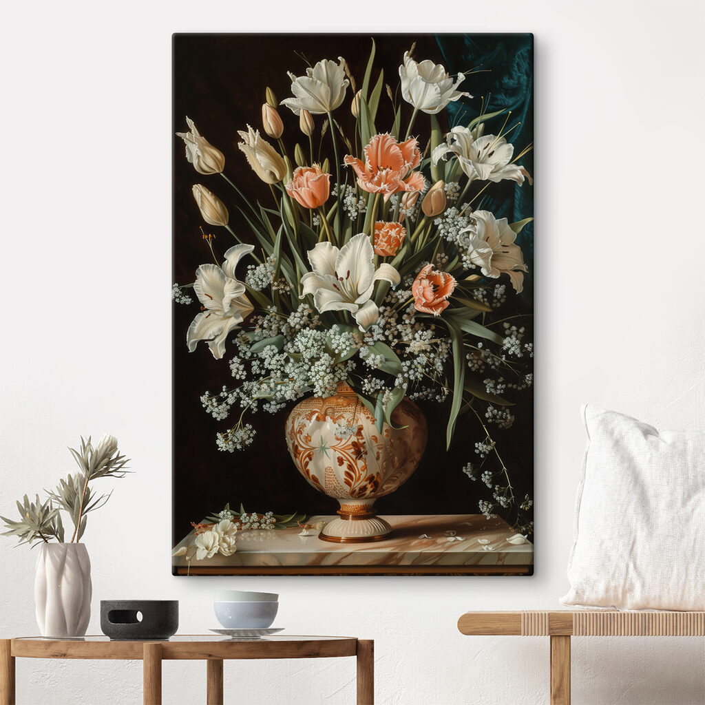 Painting of flowers in a vase