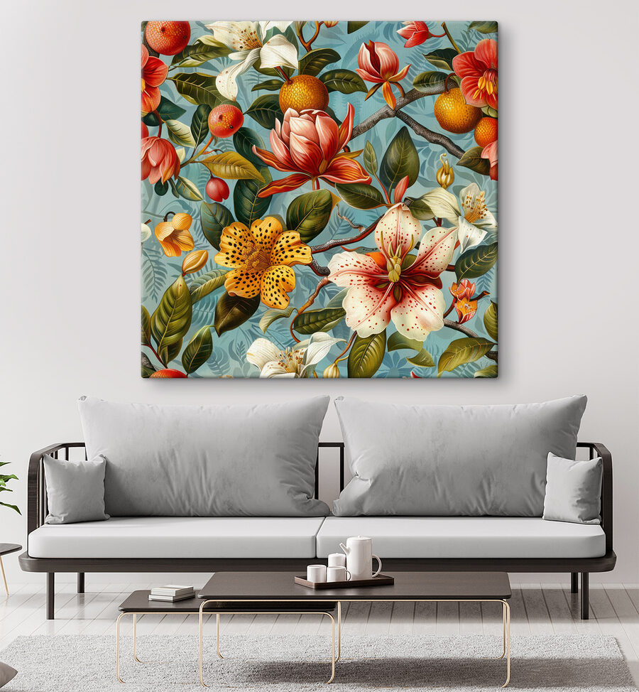 Model floral cu portocale și flori