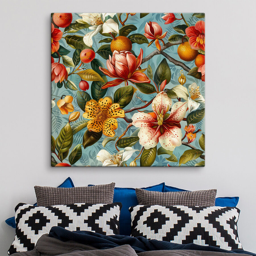 Model floral cu portocale și flori