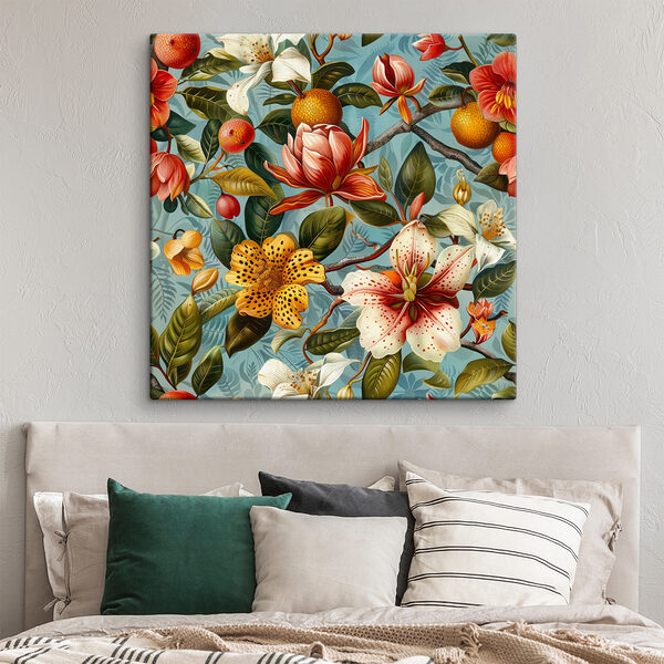 Model floral cu portocale și flori Model floral cu portocale și flori