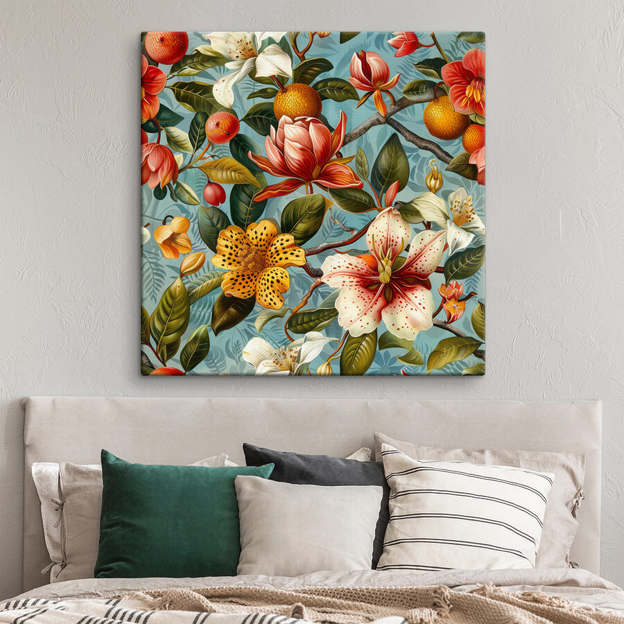 Model floral cu portocale și flori