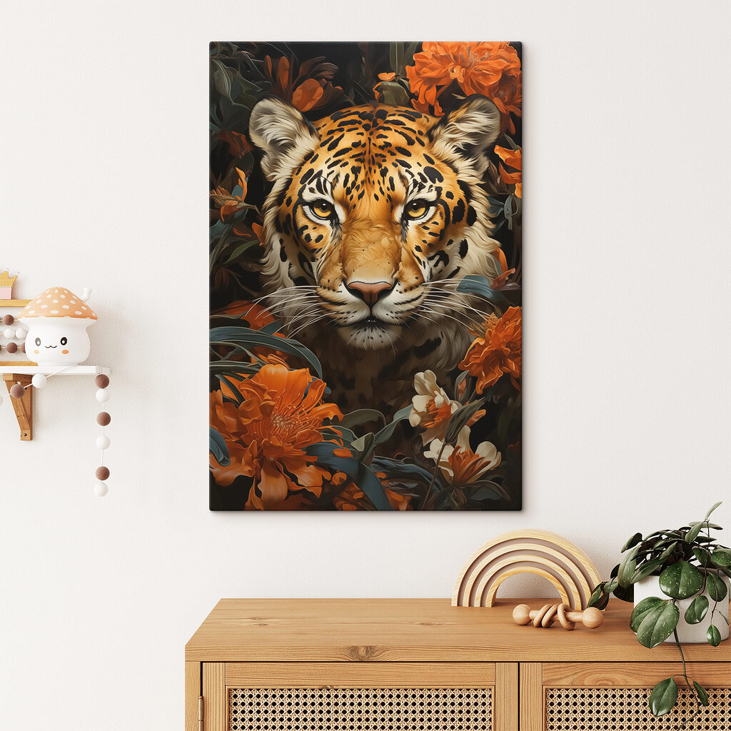 Tiger amidst vibrant blossoms Tiger amidst vibrant blossoms