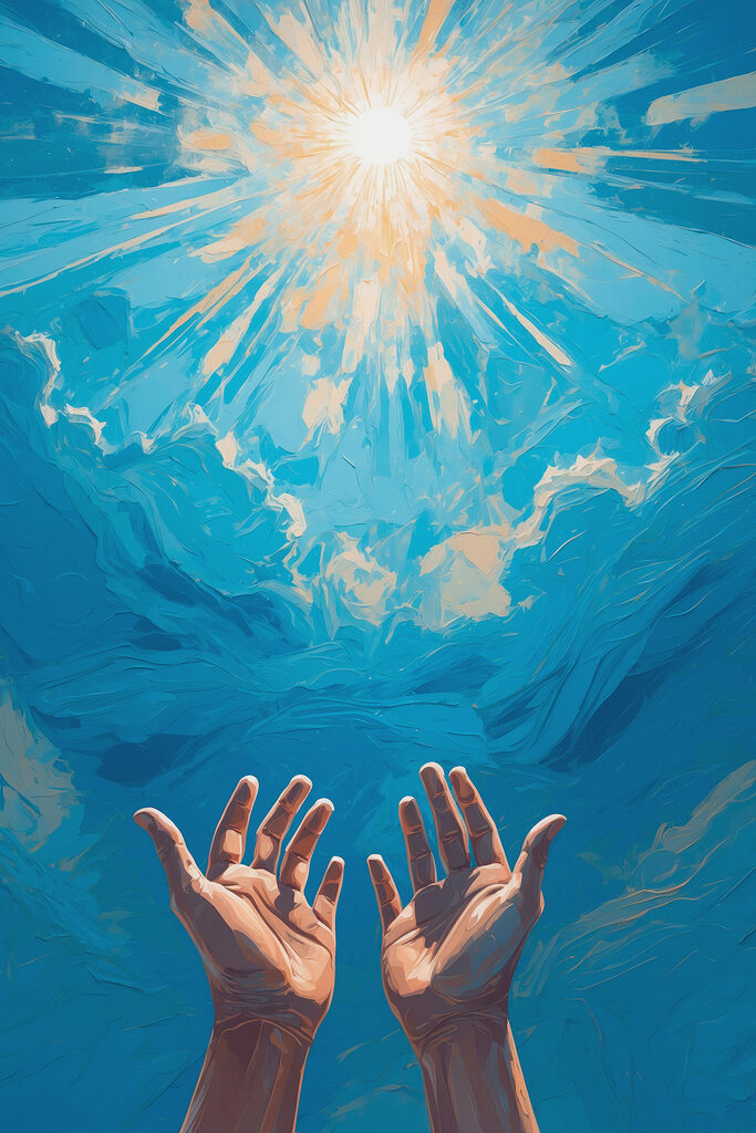 Pair of hands reaching out to the sky Pair of hands reaching out to the sky