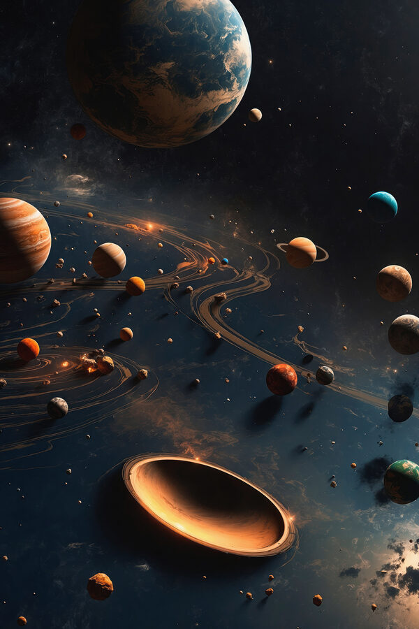 Planete în spațiu cu planete și stele Planete în spațiu cu planete și stele