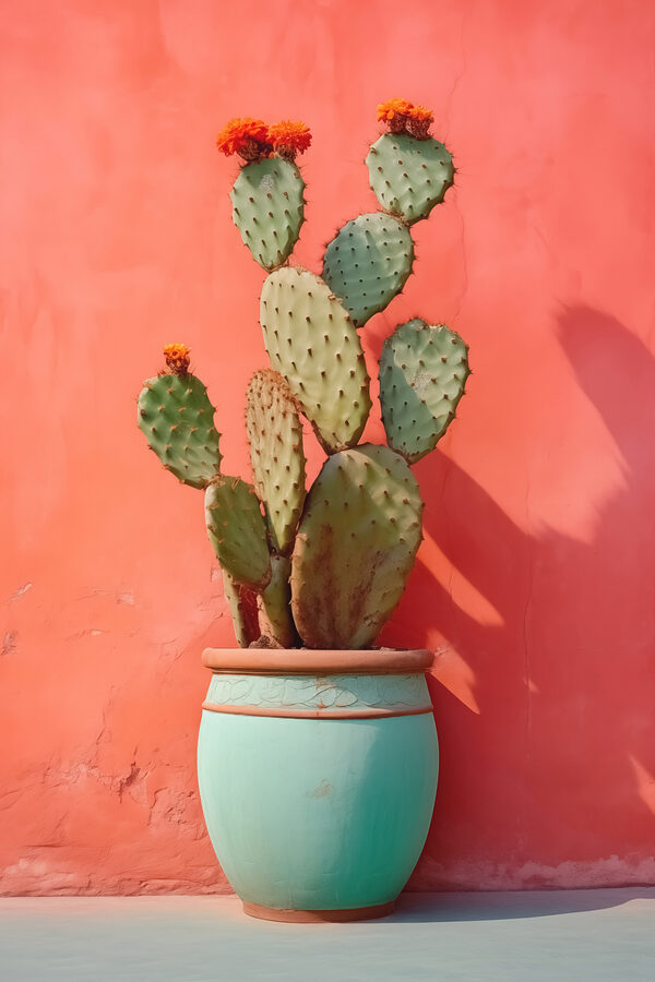 Cactus într-un ghiveci lângă un perete Cactus într-un ghiveci lângă un perete
