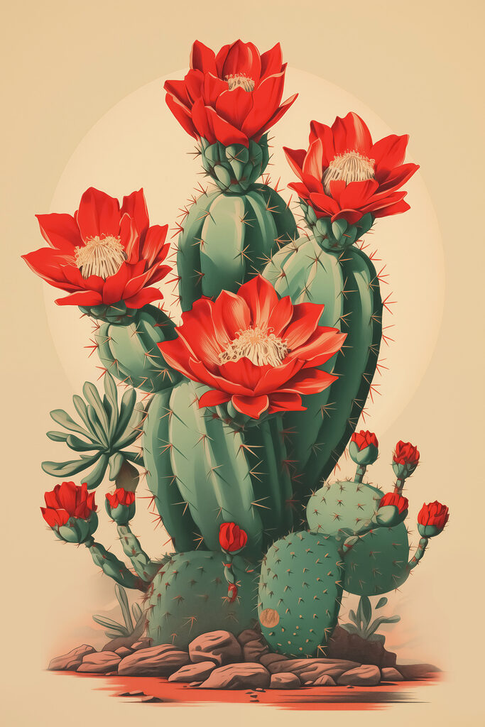 Cactus with red flowers