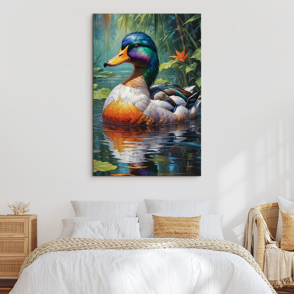 Colorful duck in water Colorful duck in water