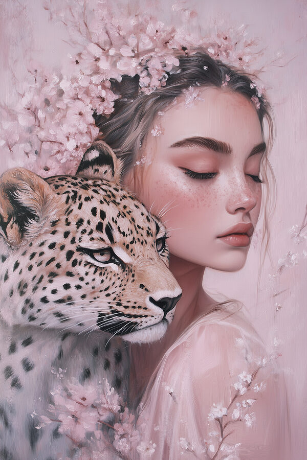 Femeie cu un ghepard Femeie cu un ghepard