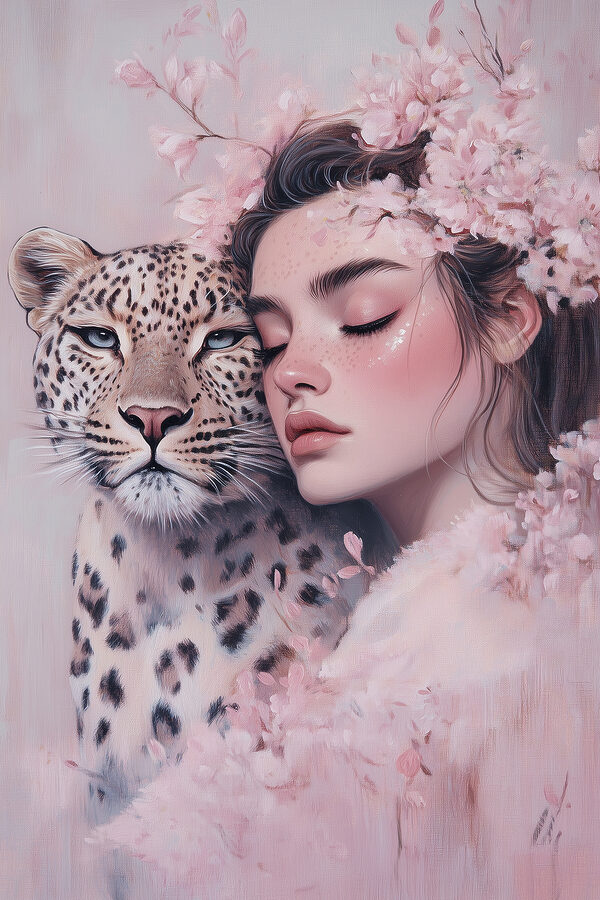 Femeie cu un ghepard Femeie cu un ghepard
