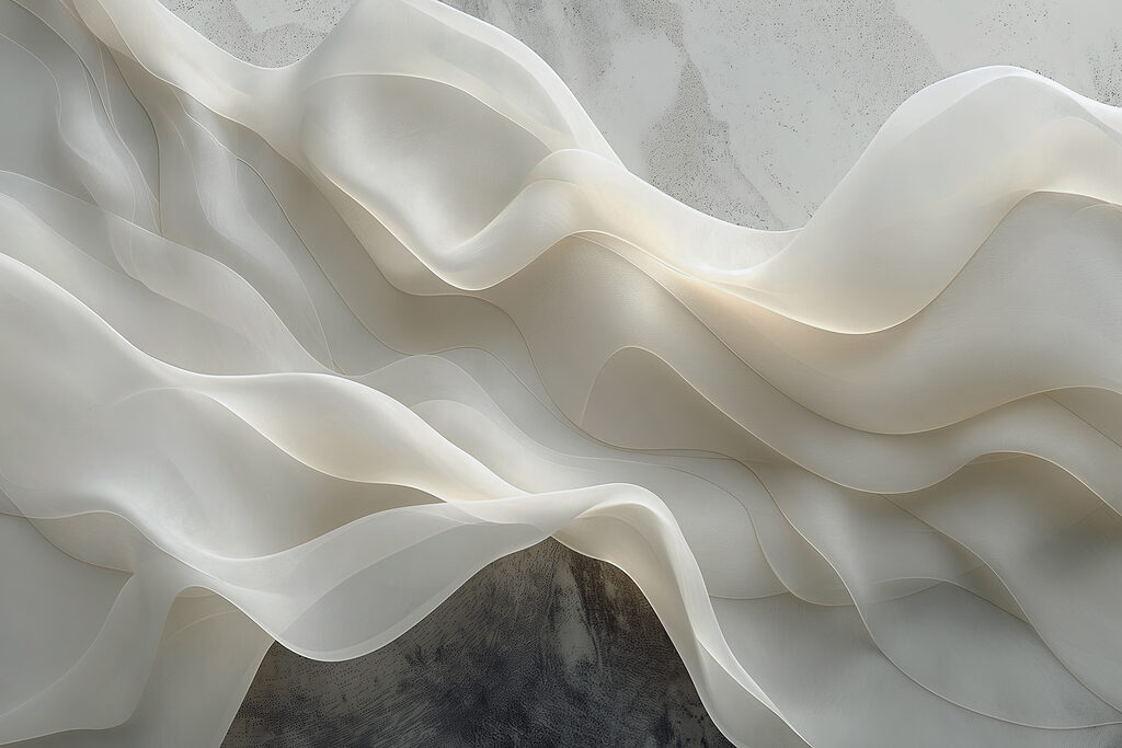 White fabric with wavy folds White fabric with wavy folds