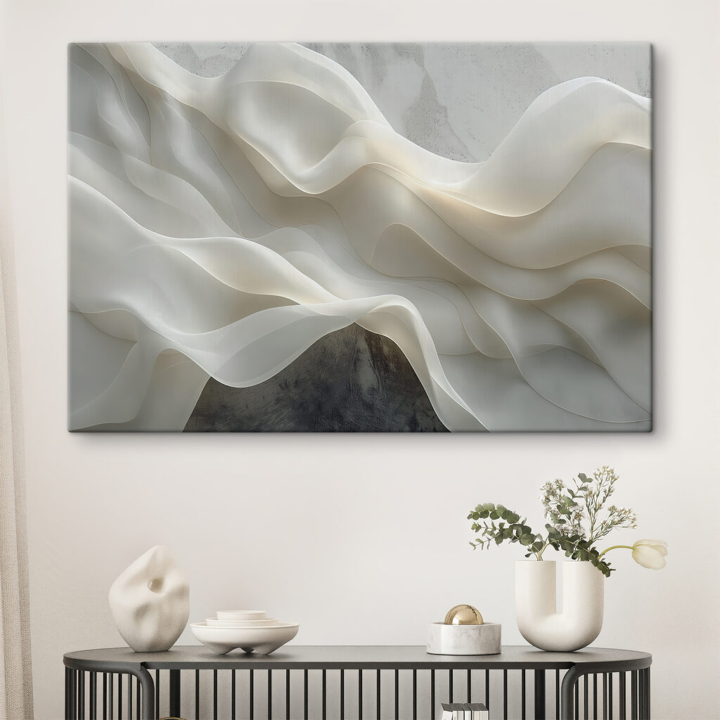 White fabric with wavy folds White fabric with wavy folds