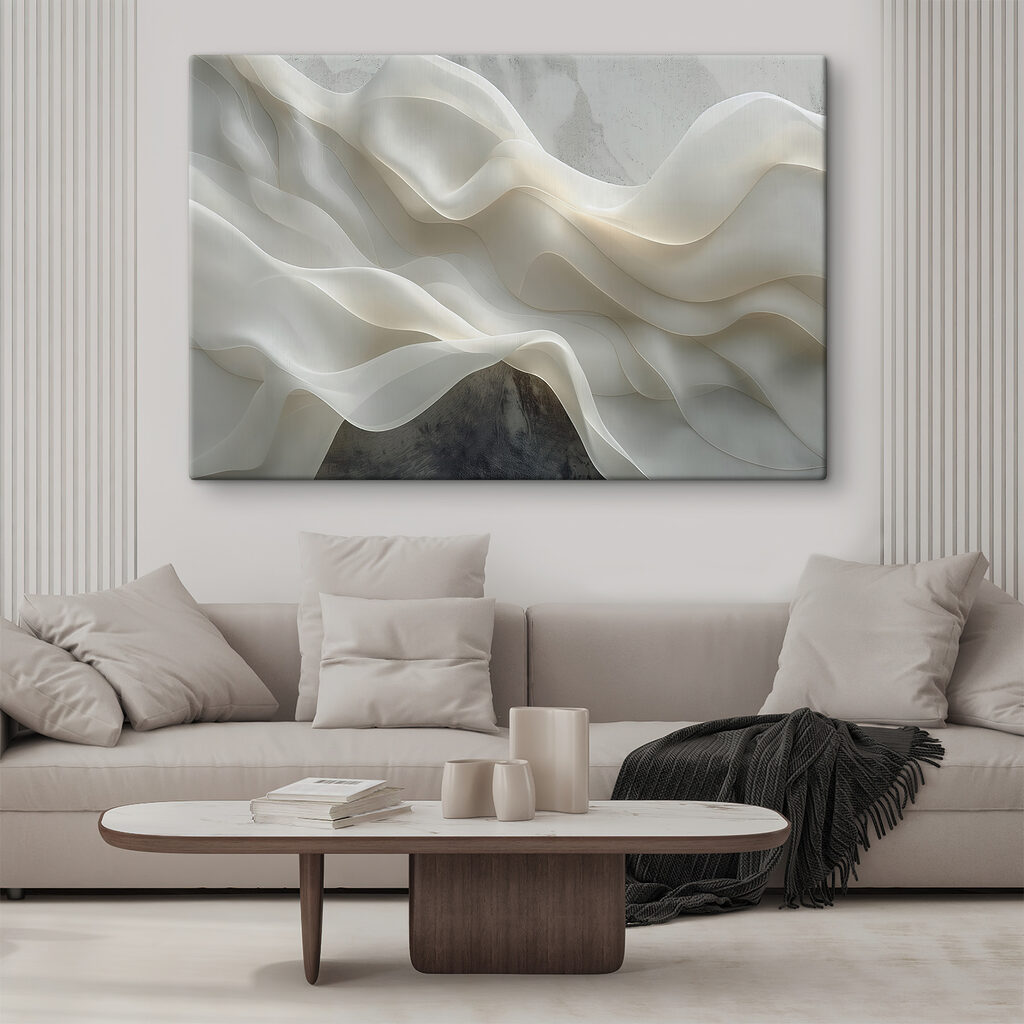 White fabric with wavy folds White fabric with wavy folds