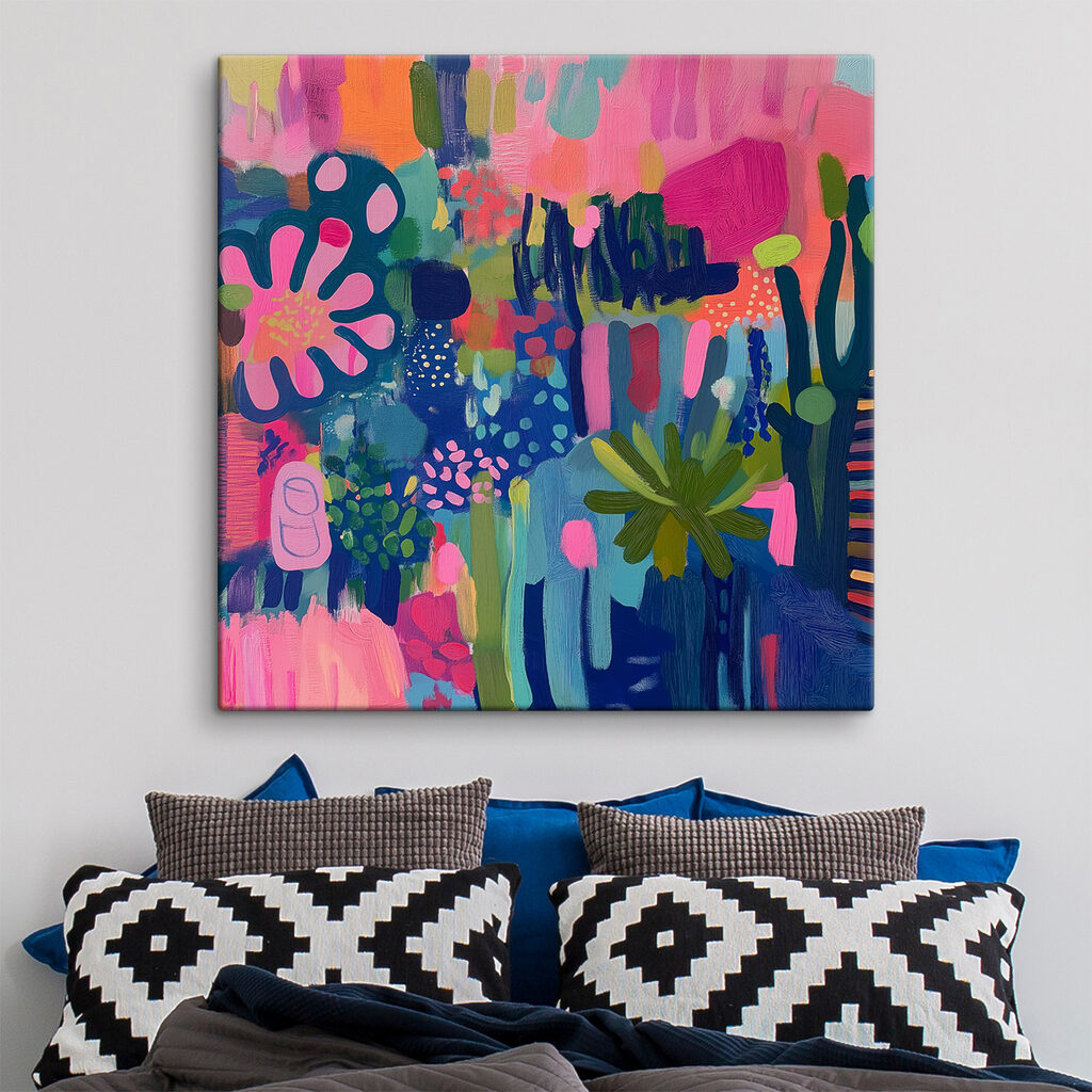 Colorful painting of flowers and plants