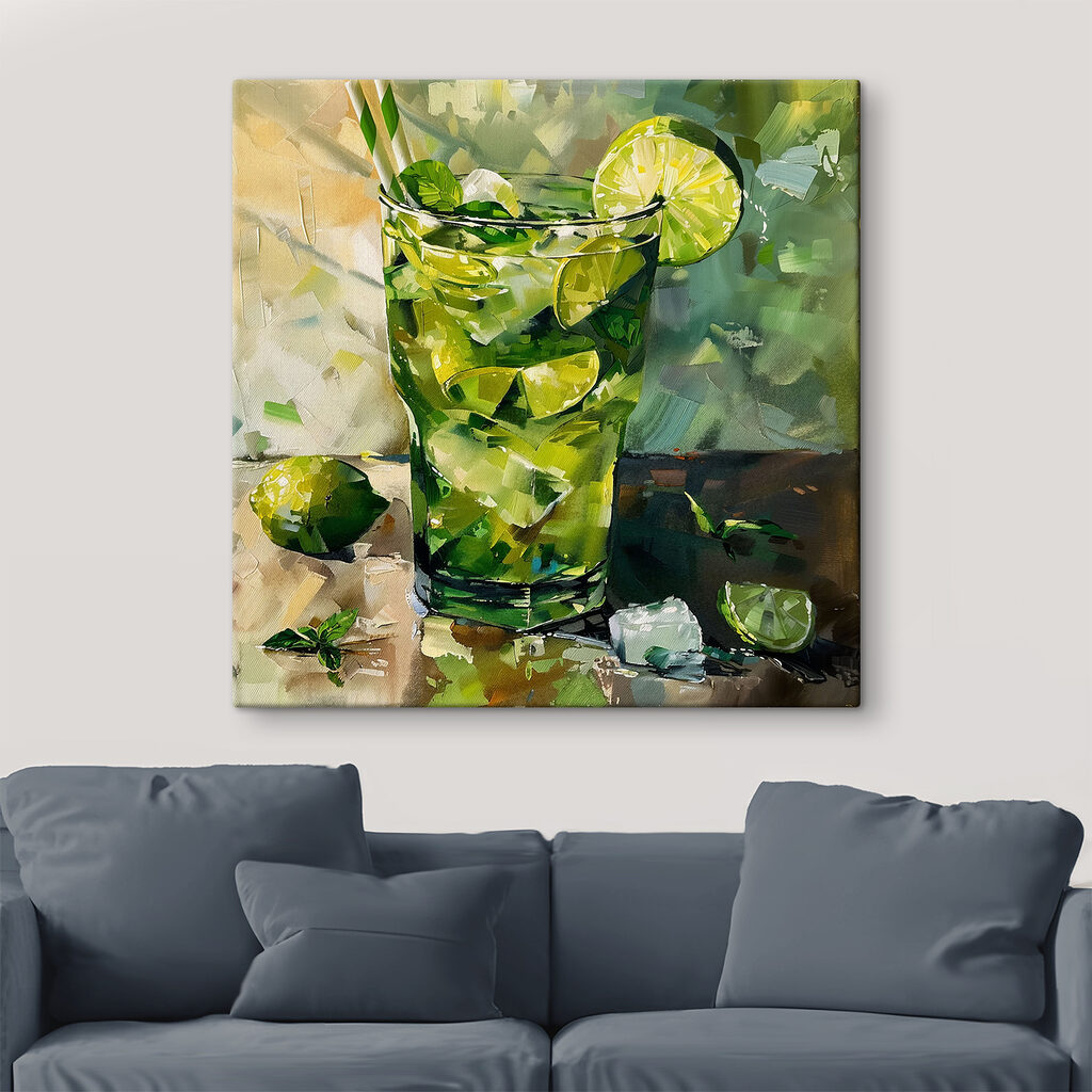 Painting of a drink with limes and ice Painting of a drink with limes and ice
