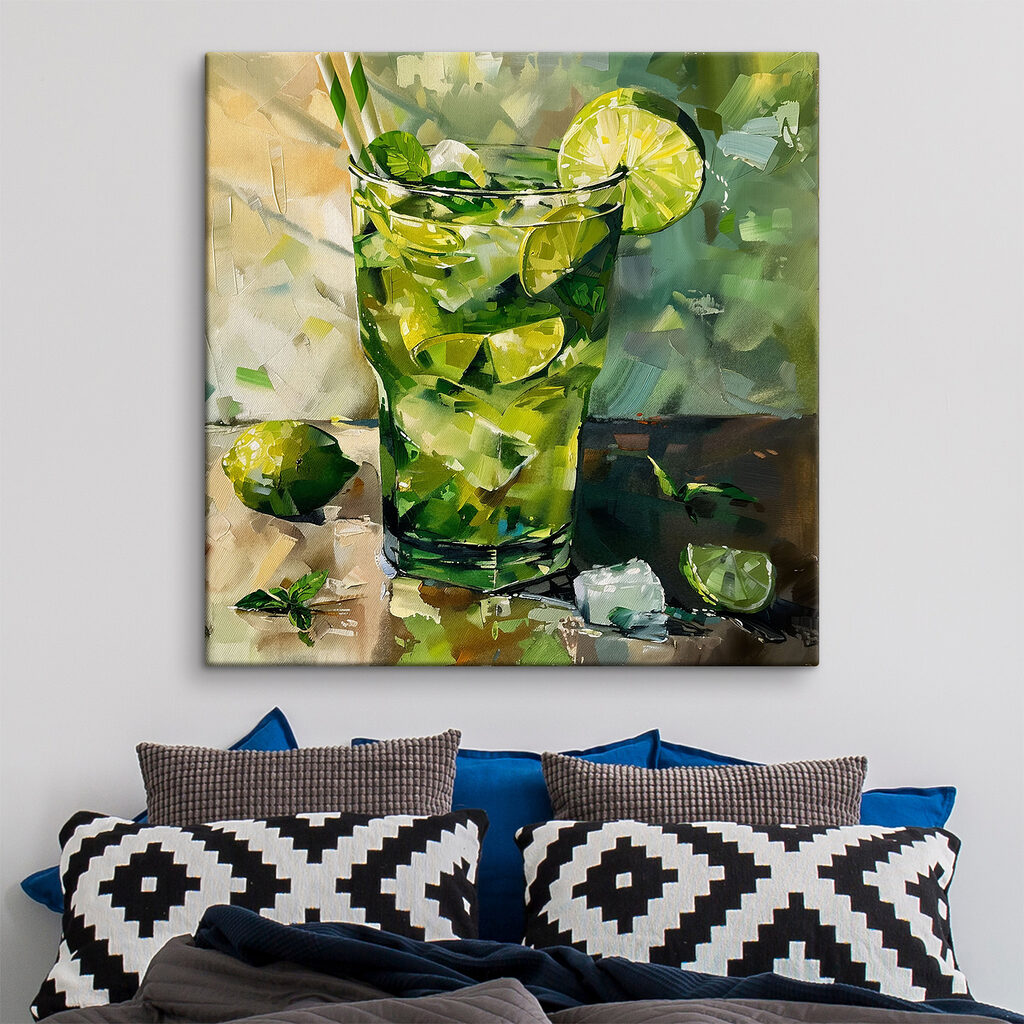 Painting of a drink with limes and ice Painting of a drink with limes and ice