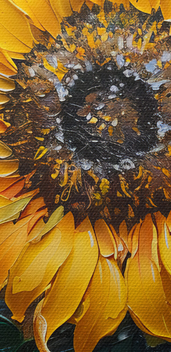 Close up of a painting of sunflowers
